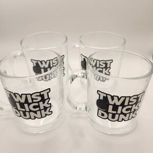 Oreo Twist Lick Dunk Glass Coffee Mugs Set of 4 Clear Drinking Cups Collectible